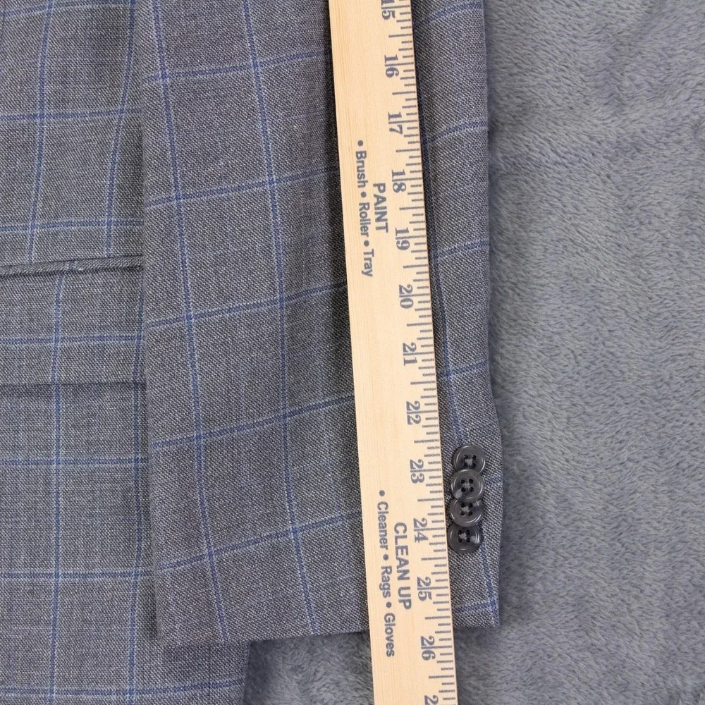 Hart Shaffner Marx Mens 44R Gray Check Windowpane‎ Sport Coat Blazer Jacket USA